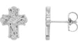 Platinum Floral Cross Earrings