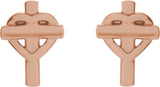 14K Gold Heart & Cross Earrings – 10.2x7.5mm - Rose Gold - view 2