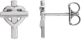 14K Gold Heart & Cross Earrings – 10.2x7.5mm - White Gold