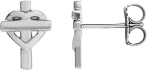 Platinum Heart & Cross Earrings – 10.2x7.5mm