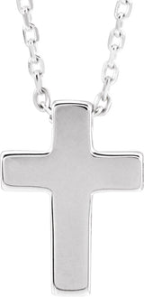 Platinum Petite Cross Necklace or Pendant