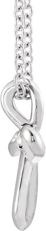 14K Gold Round Natural Diamond Solitaire Cross Necklace or Pendant - White Gold - view 4