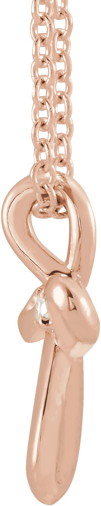 14K Gold Round Natural Diamond Solitaire Cross Necklace or Pendant - Rose Gold - view 4