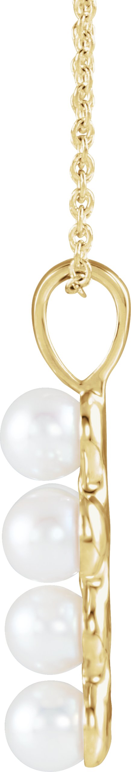 14K Gold Cultured White Freshwater Pearl Pearl Cross Necklace or Pendant - Yellow Gold - view 2