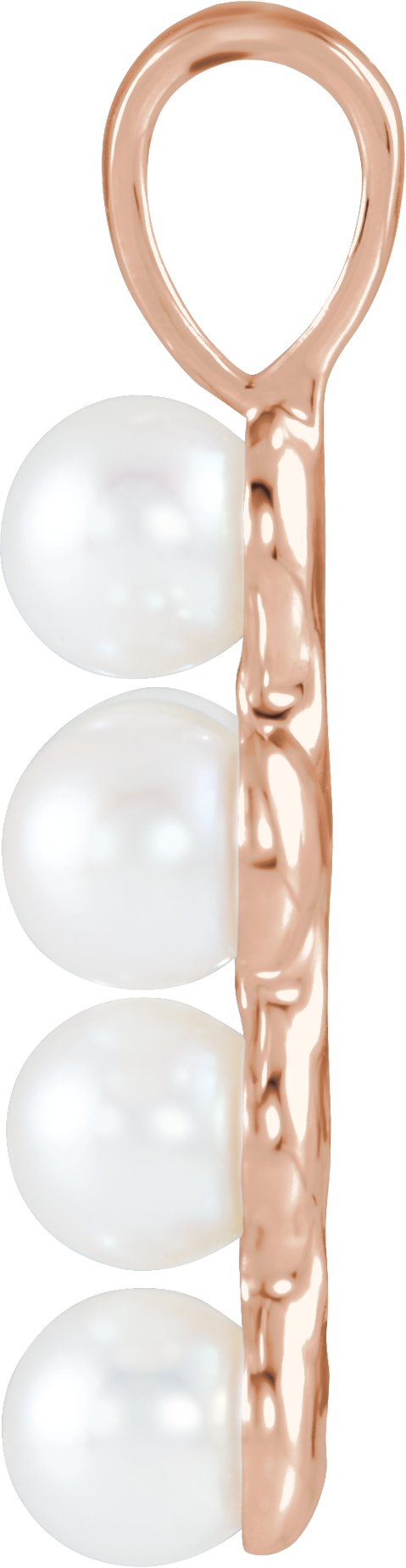 14K Gold Cultured White Freshwater Pearl Pearl Cross Necklace or Pendant - Rose Gold - view 2