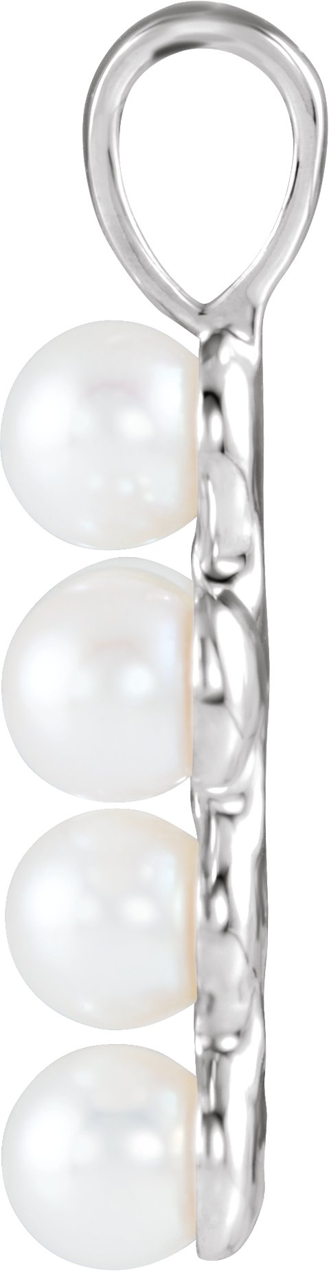 14K Gold Cultured White Freshwater Pearl Pearl Cross Necklace or Pendant - White Gold - view 2