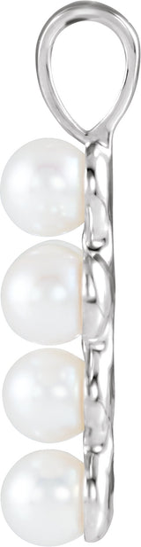 Platinum Cultured White Freshwater Pearl Pearl Cross Necklace or Pendant - view 2