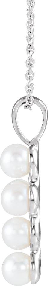 Platinum Cultured White Freshwater Pearl Pearl Cross Necklace or Pendant - view 2