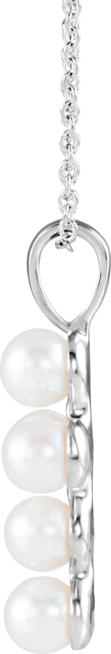 Platinum Cultured White Freshwater Pearl Pearl Cross Necklace or Pendant - view 2
