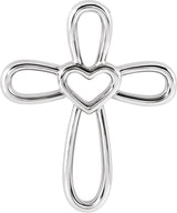 Platinum Cross with Heart Necklace or Pendant