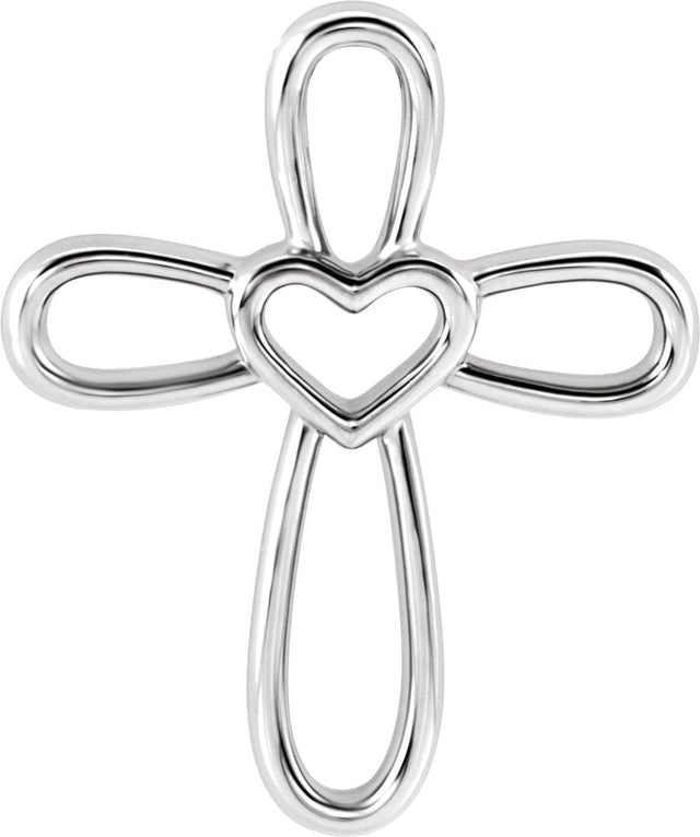 Platinum Cross with Heart Necklace or Pendant