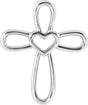 Platinum Cross with Heart Necklace or Pendant