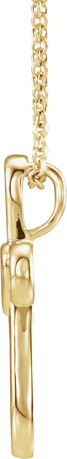 14K Gold Cross with Heart Necklace or Pendant - Yellow Gold - view 2