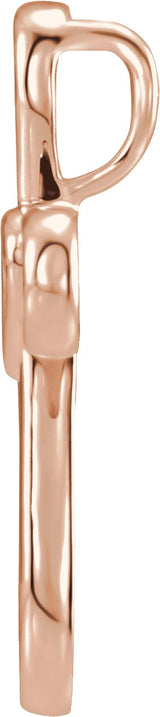 14K Gold Cross with Heart Necklace or Pendant - Rose Gold - view 2