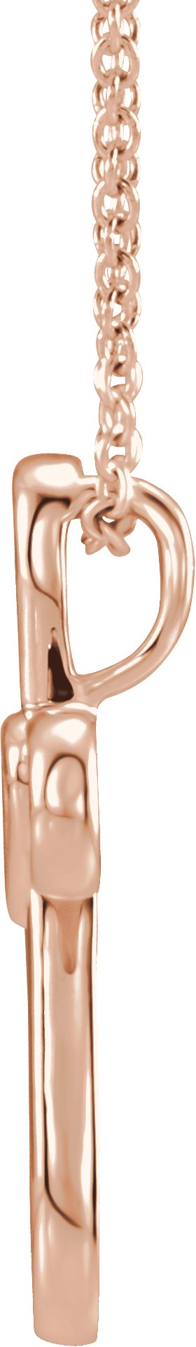 14K Gold Cross with Heart Necklace or Pendant - Rose Gold - view 2