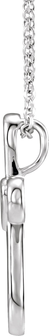 14K Gold Cross with Heart Necklace or Pendant - White Gold - view 2