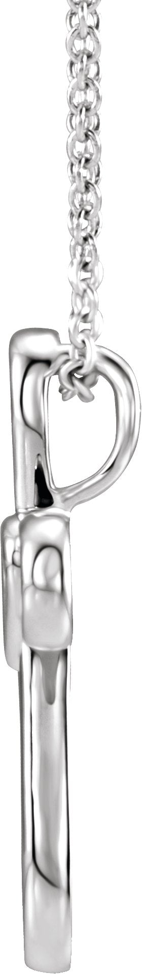 14K Gold Cross with Heart Necklace or Pendant - White Gold - view 2