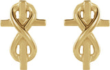 14K Gold Infinity-Inspired Cross Earrings - Yellow Gold - view 2