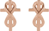 14K Gold Infinity-Inspired Cross Earrings - Rose Gold - view 2