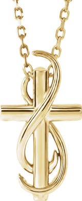 14K Gold Cross Necklace or Pendant – 14.9x8mm - Yellow Gold