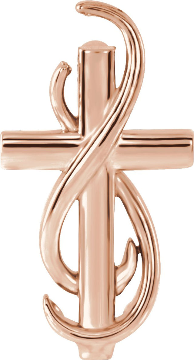 14K Gold Cross Necklace or Pendant – 14.9x8mm - Rose Gold
