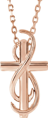 14K Gold Cross Necklace or Pendant – 14.9x8mm - Rose Gold