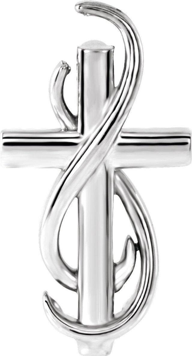 14K Gold Cross Necklace or Pendant – 14.9x8mm - White Gold