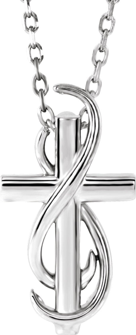 Platinum Cross Necklace or Pendant – 14.9x8mm