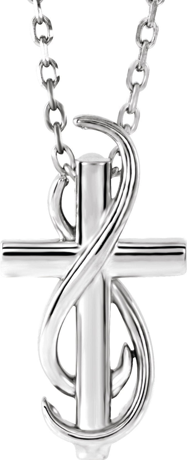 14K Gold Cross Necklace or Pendant – 14.9x8mm - White Gold