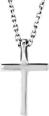 14K Gold Round Natural Swiss Blue Topaz Petite Cross Necklace or Pendant - White Gold - view 9