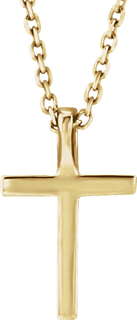 14K Gold Round Natural Pink Tourmaline Petite Cross Necklace or Pendant - Yellow Gold - view 9