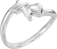 14K Gold Cross & Heart Chastity Ring II - White Gold