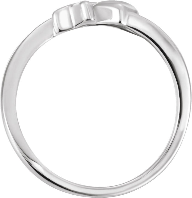 14K Gold Cross & Heart Chastity Ring - White Gold - view 2