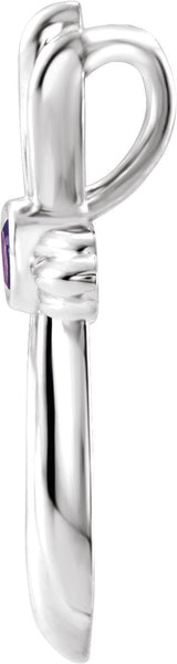 Platinum Round Natural Amethyst Bezel-Set Cross Necklace or Pendant - view 6