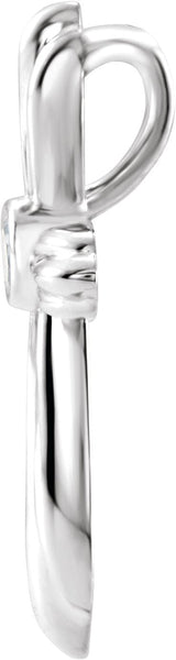 Platinum Round Natural Diamond Bezel-Set Cross Necklace or Pendant - view 6