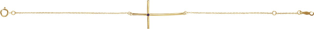 14K Gold Round Natural Alexandrite Accented Sideways Cross Bracelet - Yellow Gold - view 6