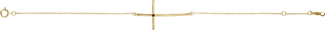 14K Gold Round Natural Mozambique Garnet Accented Sideways Cross Bracelet - Yellow Gold - view 6