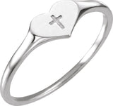 Platinum Youth Heart & Cross Ring - view 4