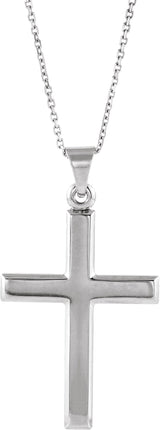 14K Gold Cross Necklace or Pendant – 26x19mm - White Gold