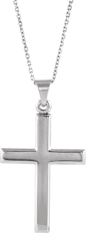 14K Gold Cross Necklace or Pendant – 26x19mm - White Gold