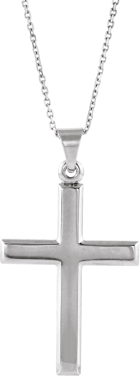 14K Gold Cross Necklace or Pendant – 26x19mm - White Gold