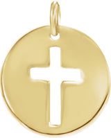 14K Gold Round Natural Diamond Accented Pierced Cross Necklace or Pendant - Yellow Gold - view 6