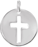 14K Gold Round Natural Diamond Accented Pierced Cross Necklace or Pendant - White Gold - view 6