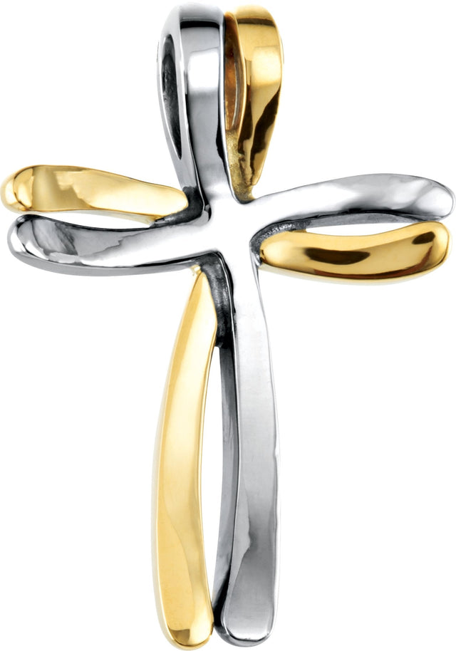 14K Gold Cross Pendant – 27x19mm - Two-Tone - view 3