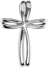 14K Gold Cross Pendant – 27x19mm - White Gold