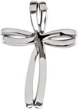 14K Gold Cross Pendant – 27x19mm - White Gold - view 3