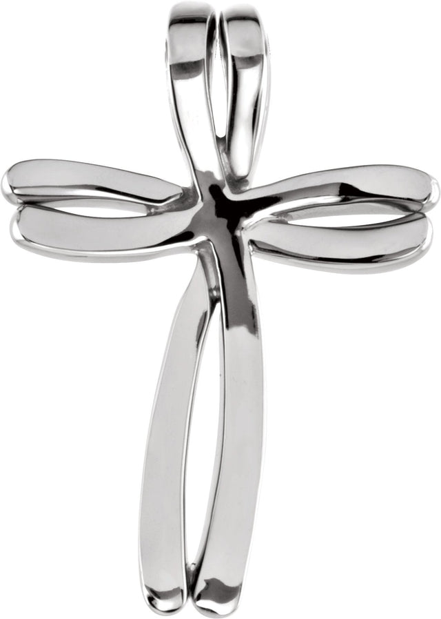 14K Gold Cross Pendant – 27x19mm - White Gold - view 3