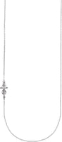 14K Gold Infinity-Inspired Off-Center Sideways Cross Necklace - White Gold