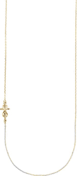 14K Gold Infinity-Inspired Off-Center Sideways Cross Necklace - Yellow Gold