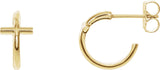 14K Gold Cross Hoop Earrings - Yellow Gold